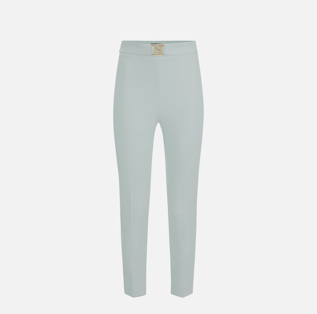 Straight trousers in stretch crêpe fabric