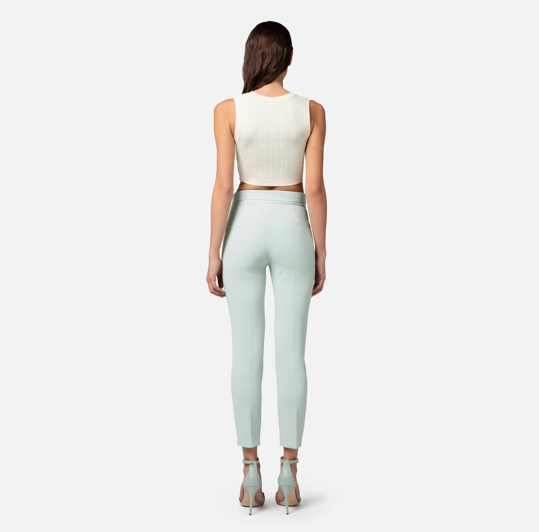 Straight trousers in stretch crêpe fabric