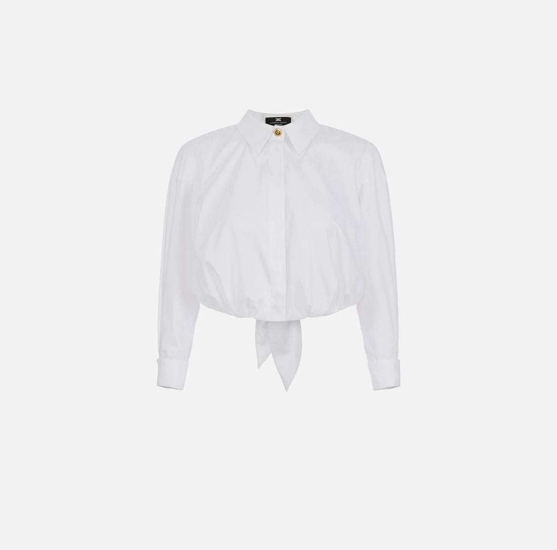 Cropped cotton poplin shirt