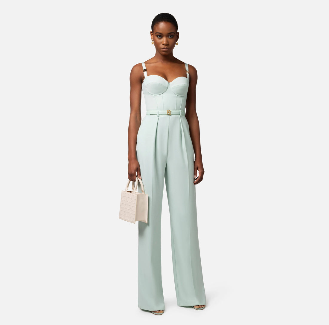 Jumpsuit in crêpe fabric with bustier top