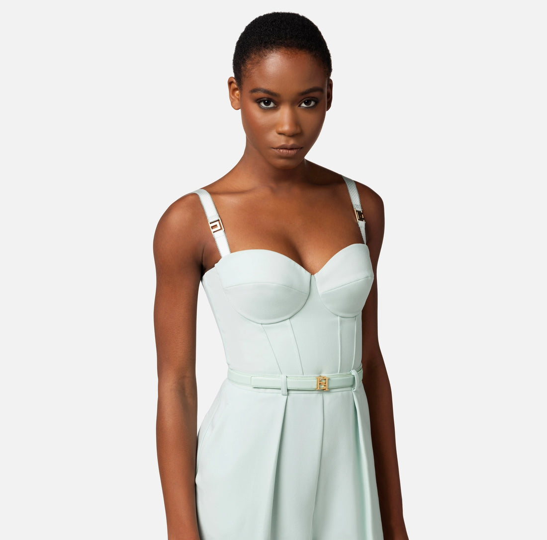 Jumpsuit in crêpe fabric with bustier top